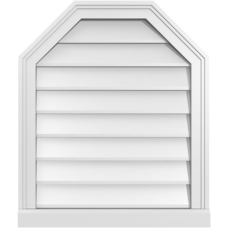 Ekena Millwork Octagonal Top Surface Mount PVC Gable Vent w/ 2"W x 2"P Brickmould Sill Frame, 22"W x 26"H GVPOT22X2603SN